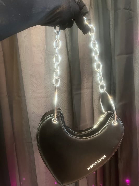 Leather Heart Chain Bag